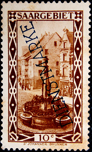 Германия , СААР 1929 год . Фонтан , 10 с . Каталог 2,50 €.